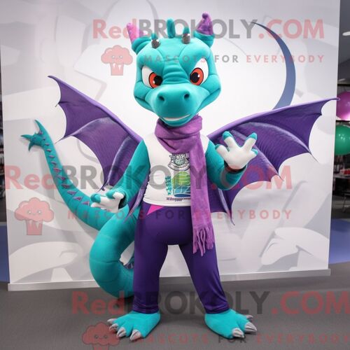 Personnage De Costume De Mascotte Redbrokoly De Dragon Habillé Avec Un Pantalon De Yoga Et Des Clips Pour Écharpe