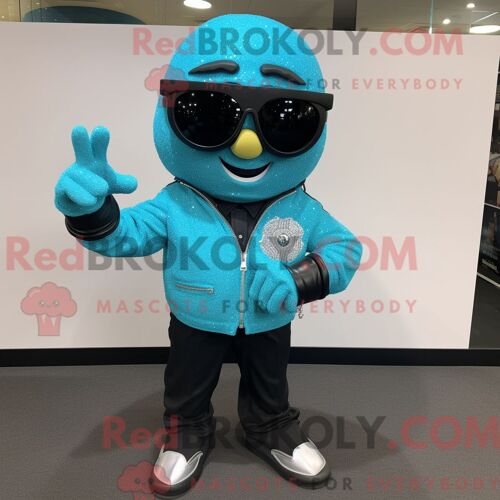 Costume De Mascotte Redbrokoly De Pigeon Bleu Sarcelle Habillé D Une Chemise Henley Et De Pochettes De Costume