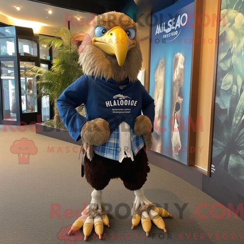 Costume Mascotte Redbrokoly Blue Haast S Eagle Habillé Avec Un Short Et Des Bretelles