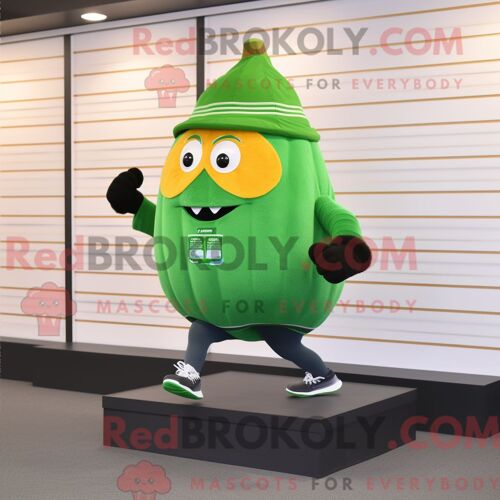 Costume De Mascotte Redbrokoly De Melon Vert Forêt Personnage Habillé Avec Un Short De Course Et Des Bonnets