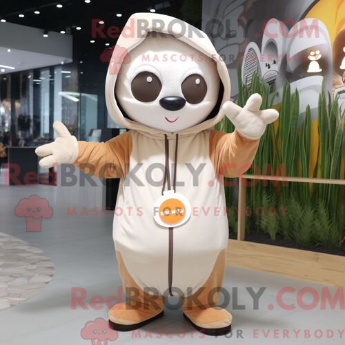Costume De Mascotte Redbrokoly De Singe Pêche Personnage Habillé Avec Une Chemise Oxford Et Des Boucles D Oreilles
