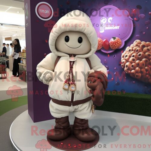 Costume Mascotte Redbrokoly De Souris Crème Personnage Habillé Avec Un Débardeur Et Des Porte-Documents