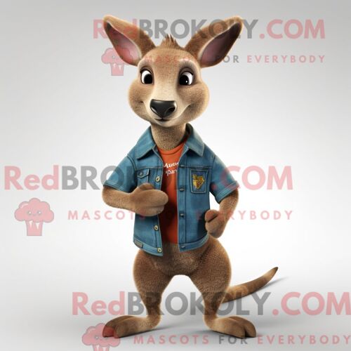 Personnage Mascotte Redbrokoly De Kangourou Habillé D Un Jegging Et De Montres Digitales