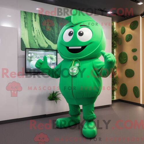 Personnage De Costume De Mascotte Redbrokoly De Pendentif Vert Forêt Habillé Avec Un Pantalon De Costume Et Des Gants