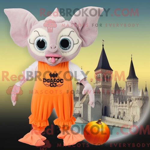 Costume Mascotte Redbrokoly De Spaghetti Rose Personnage Habillé Avec Un Gilet Et Des Broches