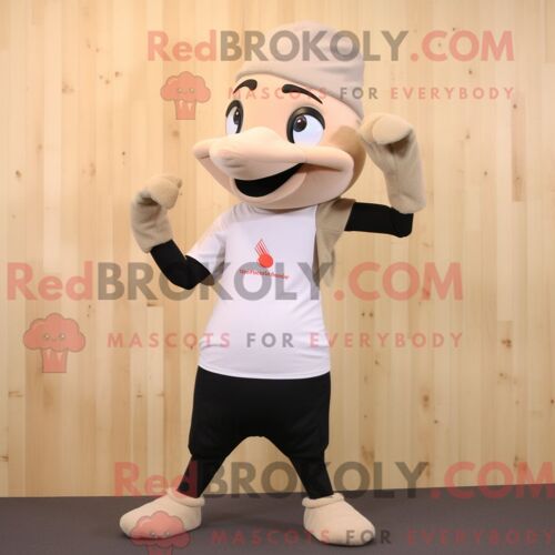 Costume Mascotte Redbrokoly De Pic Beige Habillé D Un Pantalon Et De Chapeaux De Yoga
