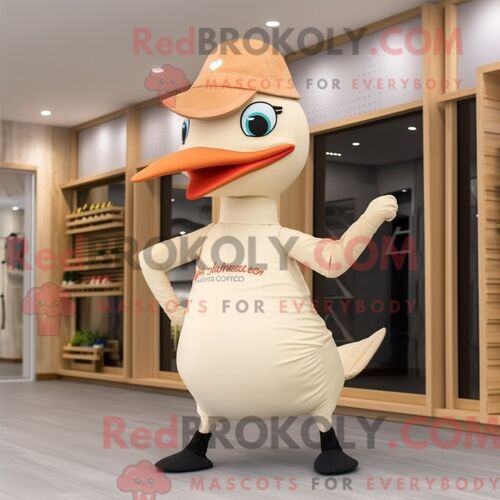Costume Mascotte Redbrokoly De Pic Beige Habillé D Un Pantalon Et De Chapeaux De Yoga