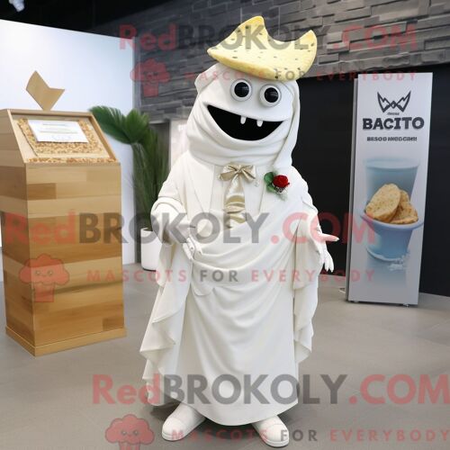 Costume De Mascotte Redbrokoly De Tigre À Dents De Sabre Bleu Ciel Habillé Avec Une Robe Trapèze Et Des Châles