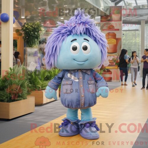 Personnage De Costume De Mascotte Redbrokoly De Chocolats À La Lavande Habillé Avec Un Short En Jean Et Des Épingles À Cheveux