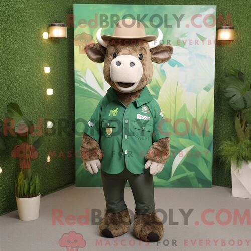 Mascotte Redbrokoly De Yak Beige Costume De Personnage Habillé D Un Blazer Et De Coussinets De Pieds