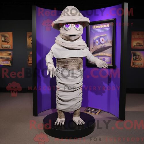 Costume De Mascotte Redbrokoly De Momie Lavande Personnage Habillé Avec Un Short Et Des Épingles À Chapeau
