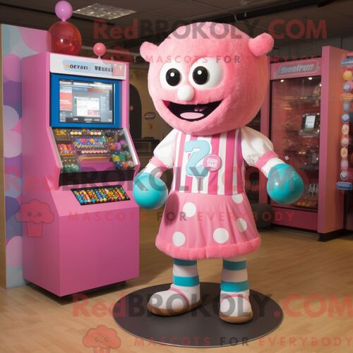 Personnage Mascotte Redbrokoly De Gumball Machine Rose Habillé Avec Un Short Et Des Coussinets De Pied
