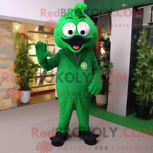 Personnage De Costume De Mascotte Redbrokoly De Pendentif Vert Forêt Habillé Avec Un Pantalon De Costume Et Des Gants