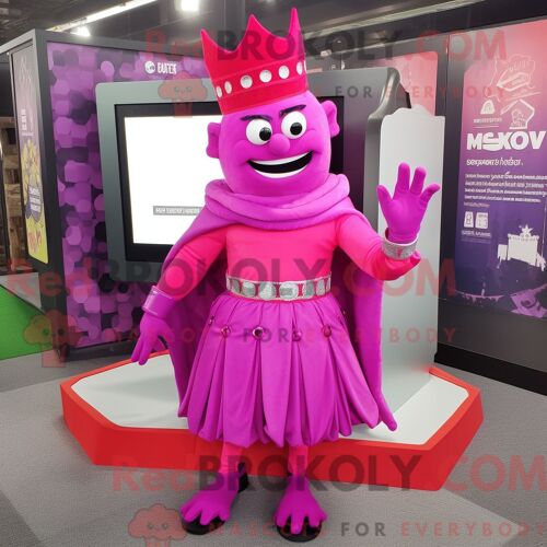 Costume De Mascotte Redbrokoly De Magenta King Habillé Avec Une Mini-Jupe Et Des Foulards