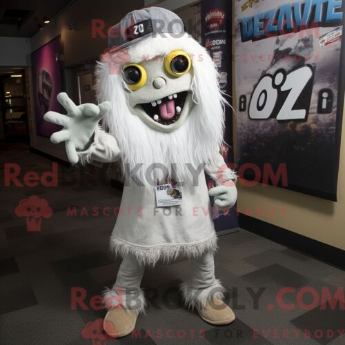 Mascotte Redbrokoly De Zombie Blanc Costume De Personnage Habillé Avec Un Jegging Et Des Bonnets