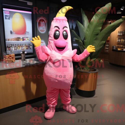 Costume De Mascotte Redbrokoly De Bae Rose Personnage Habillé D Une Robe De Cocktail Et De Coussinets De Pieds