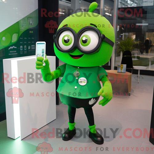 Personnage De Costume De Mascotte Redbrokoly De Green But Habillé Avec Une Jupe Crayon Et Des Montres Intelligentes