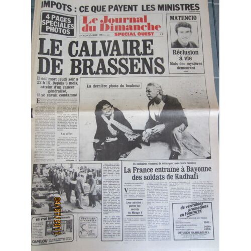 Georges Brassens Est Mort 1822 Jdd Du 01 11 1981