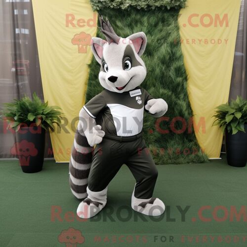 Costume Mascotte Redbrokoly D Olive Skunk Personnage Habillé D Un Legging Et De Pochettes De Costume
