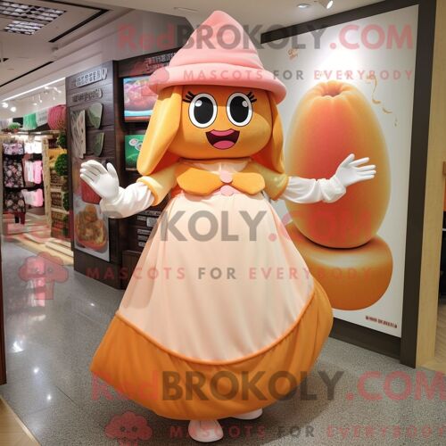 Costume De Mascotte Redbrokoly De Calmar Crème Habillé D Un Body Et D Épingles À Châle