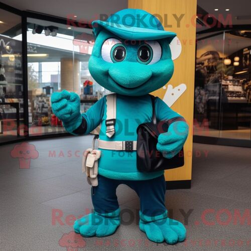 Costume De Mascotte Redbrokoly De Chèvre Magenta Personnage Habillé D Un Pantalon Et D Un Porte-Monnaie