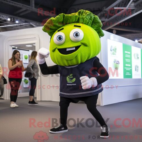 Personnage De Costume De Mascotte Redbrokoly De Corned-Beef Et De Chou Noir Habillé Avec Un Jean Skinny Et Des Montres Intelligentes