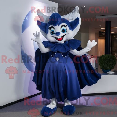 Costume Mascotte Redbrokoly De Skunk Bleu Marine Habillé D Un Bermuda Et D Épingles À Châle