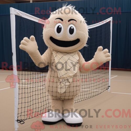 Costume De Mascotte Redbrokoly De Filet De Volley-Ball Beige Personnage Habillé Avec Une Couverture Et Des Mitaines