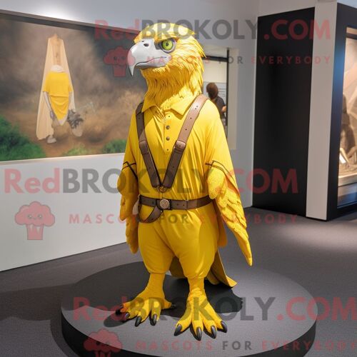 Costume De Mascotte Redbrokoly D Hippocampe Jaune Personnage Habillé D Une Veste De Motard Et De Montres-Bracelets