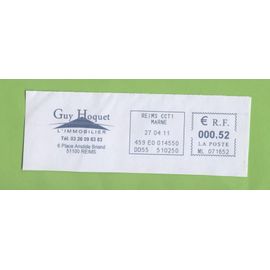 Timbre Oblitéré Used Stamp Ema Guy Hoquet L'immobilier Reims 0,52 Euro 27.04.11 France