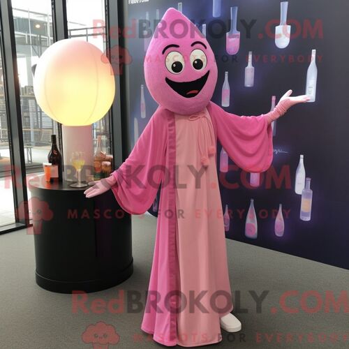 Costume De Mascotte Redbrokoly De Bougie Parfumée Rose Personnage Habillé D Une Robe De Cocktail Et D Épingles À Châle