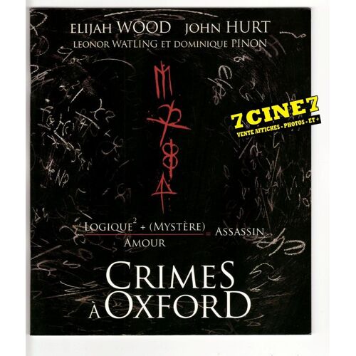 Crimes À Oxford (The Oxford Murders) Dossier Presse Du Film De Álex De La Iglesia Avec Elijah Wood, John Hurt, Julie Cox. 7cine7