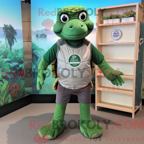 Costume De Mascotte Redbrokoly De Tortue Verte Forêt Personnage Habillé Avec Un T-Shirt Henley Et Des Bandeaux