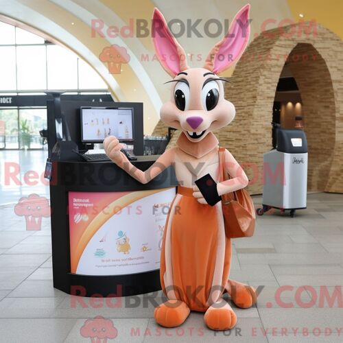 Personnage De Costume De Mascotte Redbrokoly Rose Marine Habillé Avec Une Chemise En Flanelle Et Des Sacs Fourre-Tout