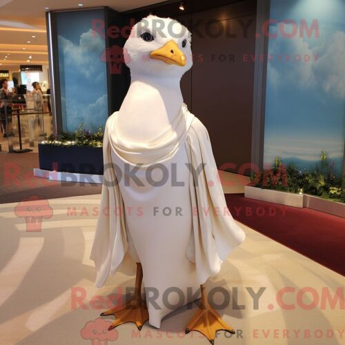 Costume De Mascotte Redbrokoly De Mouette Crème Personnage Habillé D Une Robe De Soirée Et De Pochettes De Costume