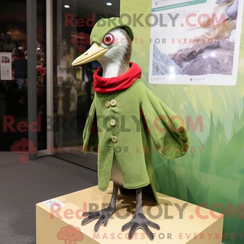 Costume De Mascotte Redbrokoly De Pic Vert Habillé D Un Cardigan Et De Bracelets De Cheville