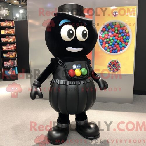 Personnage Mascotte Redbrokoly De Gumball Machine Noire Habillé Avec Un Short Et Des Sacs À Main