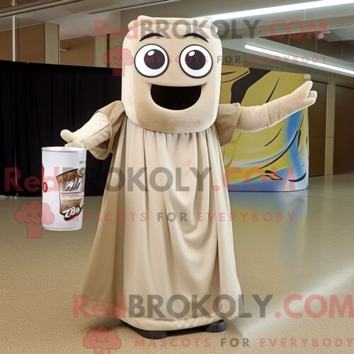 Costume Mascotte Redbrokoly De Vache De Mer De Stellar Beige Personnage Habillé Avec Une Chemise Et Des Chapeaux En Chambray