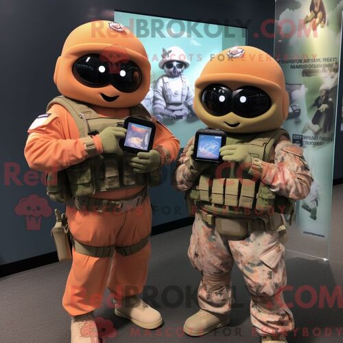 Costume De Mascotte Redbrokoly Peach Marine Recon Habillé D Une Robe Trapèze Et De Montres Intelligentes