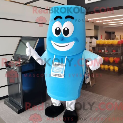 Costume De Mascotte Redbrokoly De Côtes Levées De Barbecue Bleu Ciel Habillé Avec Un Legging Et Des Montres