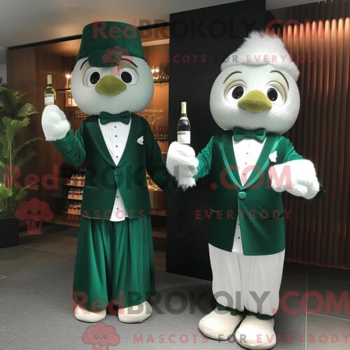 Personnage De Costume De Mascotte Redbrokoly De Champagne Vert Forêt Habillé D Une Robe Trapèze Et De Pochettes De Costume