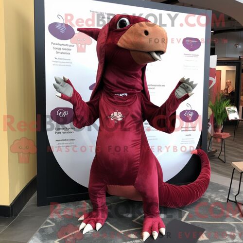 Costume De Mascotte Redbrokoly De Parasaurolophus Marron Habillé Avec Un Pantalon De Yoga Et Des Épingles De Châle