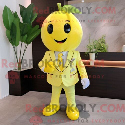 Costume De Mascotte Redbrokoly De Prune Jaune Citron Habillé D Un Blazer Et De Colliers