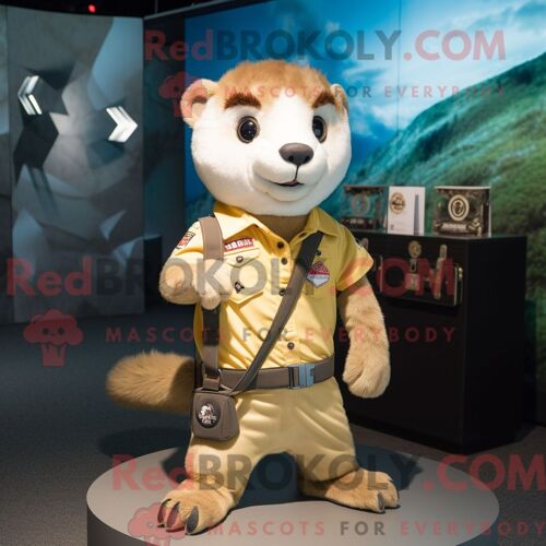 Personnage Mascotte Redbrokoly De Ferret Doré Habillé D Un Short Cargo Et De Porte-Clés