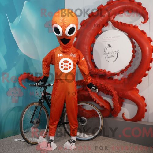 Personnage De Costume De Mascotte Redbrokoly Rust Hydra Habillé Avec Un Maillot De Bain Et Des Bagues