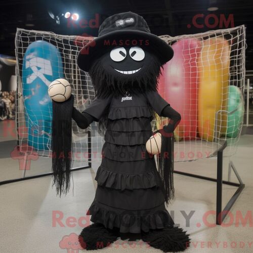 Costume Mascotte Redbrokoly De Mime Rose Personnage Habillé Avec Une Robe De Cocktail Et Des Bracelets