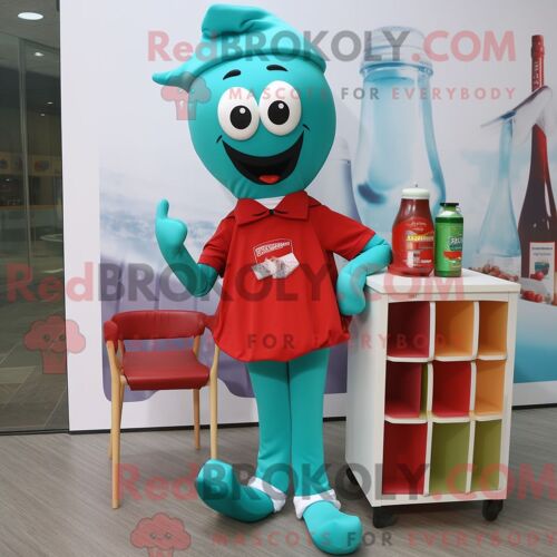 Costume De Mascotte Redbrokoly De Mouette Verte Forestière Habillé Avec Un Short Cargo Et Des Ceintures