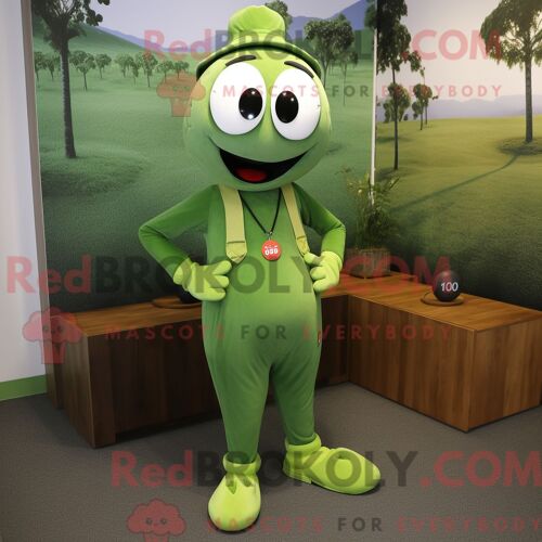 Costume Mascotte Redbrokoly De Bracelet Olive Personnage Habillé D Une Combinaison Et De Lacets De Chaussures
