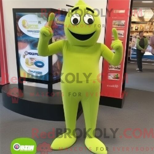 Costume Mascotte Redbrokoly De Bracelet Olive Personnage Habillé D Une Combinaison Et De Lacets De Chaussures