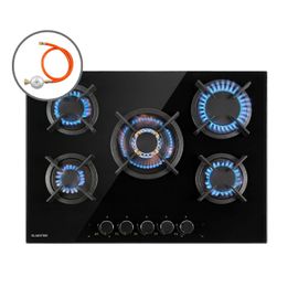 Klarstein Goldflame 5 Table De Cuisson Gaz 5 Brûleurs En Laiton Vitrocéramique